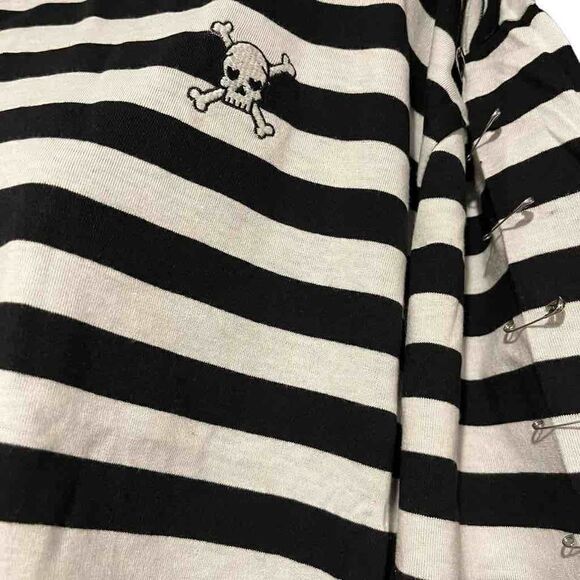 Custom White & Black Striped Split T-Shirt Junior’s XL - Picture 3 of 5